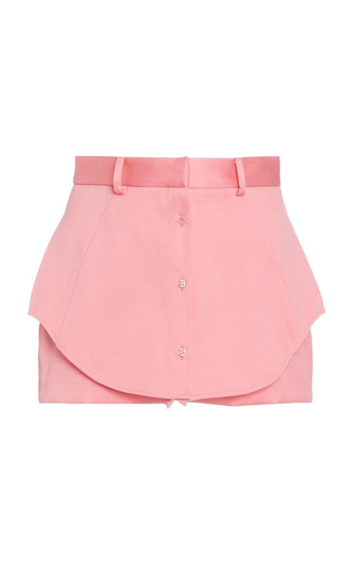 Brandon Maxwell Satin-trimmed Paneled Cotton Mini Shorts