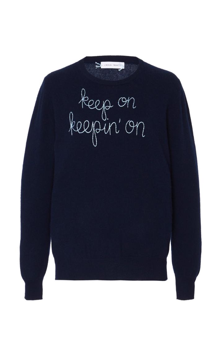 Moda Operandi Lingua Franca Keep On Keepin' On' Cashmere Crew Sweater With Light