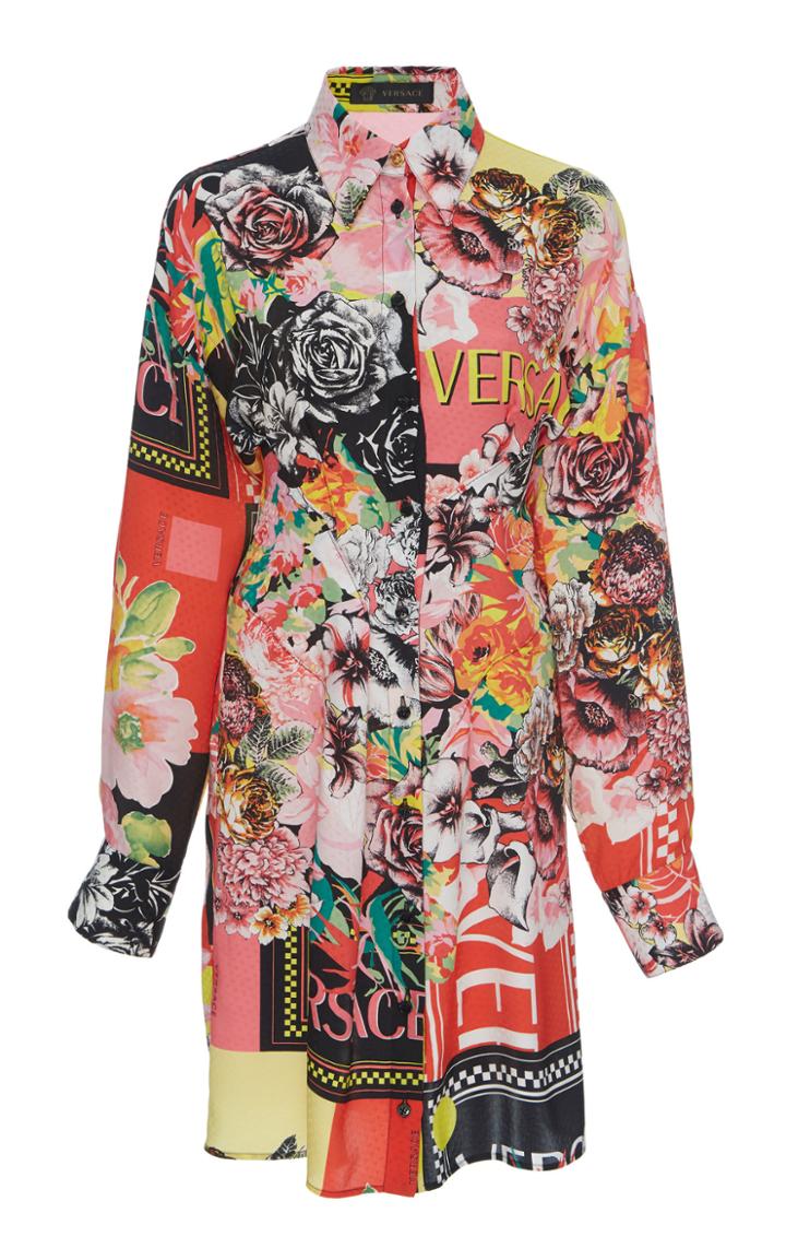 Versace Floral Silk Shirt Dress