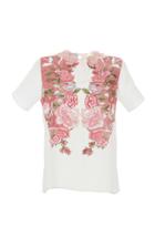 Luisa Beccaria Chiffon Embroidered Floral T-shirt