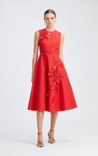 Moda Operandi Oscar De La Renta Sleeveless Cotton-blend Floral Cutout Dress