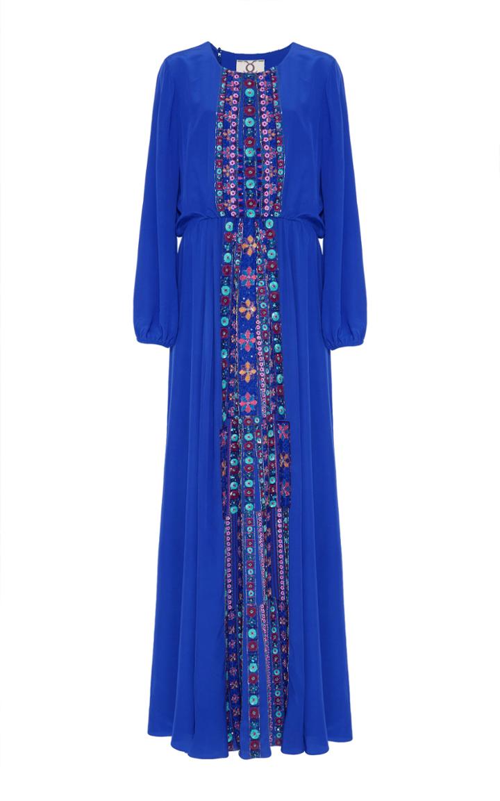 Figue Majorelle Blue Embroidered Rebecca Dress