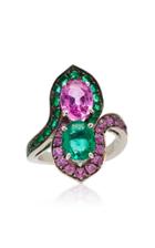 Fabio Salini Entrelac Emerald And Pink Sapphire Ring