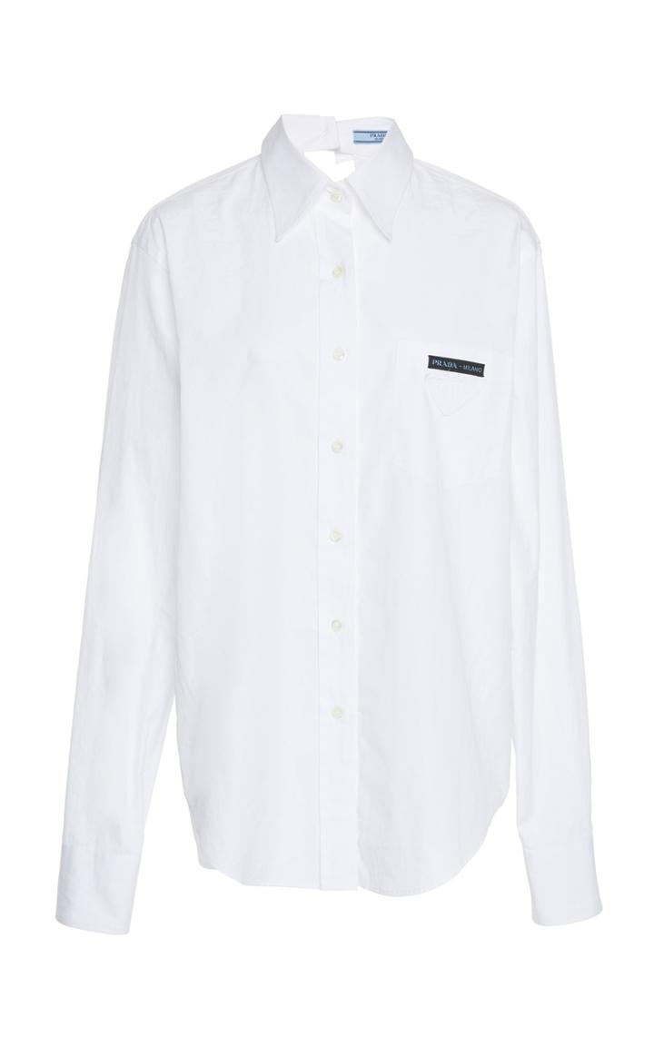 Prada Cotton Poplin Cut Out Top With Mother Of Pearl Buttons