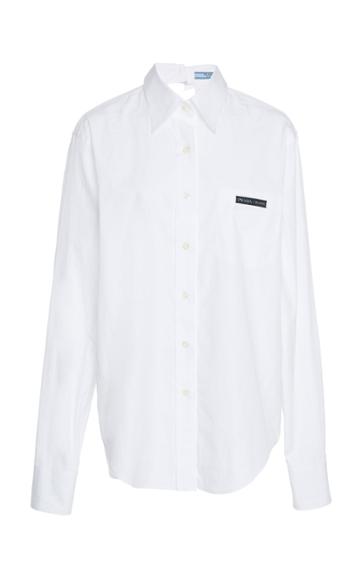 Prada Cotton Poplin Cut Out Top With Mother Of Pearl Buttons