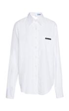 Prada Cotton Poplin Cut Out Top With Mother Of Pearl Buttons