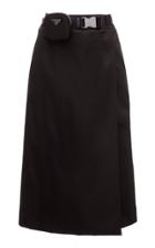 Prada Belted Wrap-front Midi Skirt