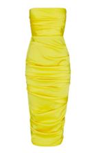 Alex Perry Ace Ruched Satin Strapless Dress