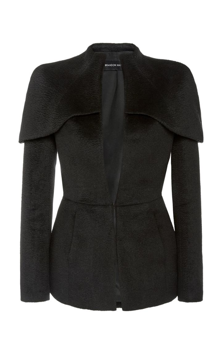 Brandon Maxwell Cape-accented Wool-blend Jacket