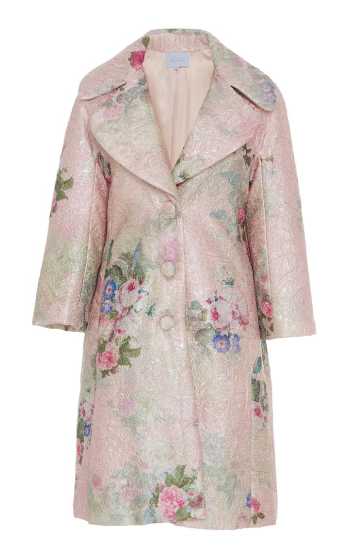 Luisa Beccaria Floral Print Silk-blend Matelasse Coat