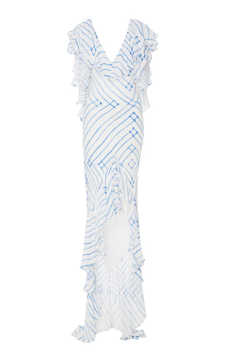Cult Gaia Isabel Ruffled Silk Tea Dress