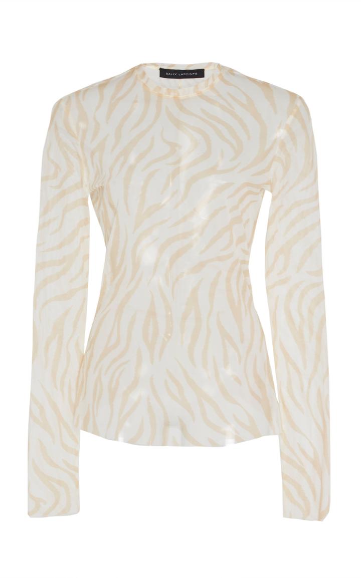 Moda Operandi Sally Lapointe Zebra-printed Chiffon Top Size: S