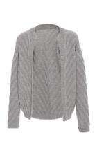 Nanna Van Blaaderen V' Ribbed Crew Neck Cardigan