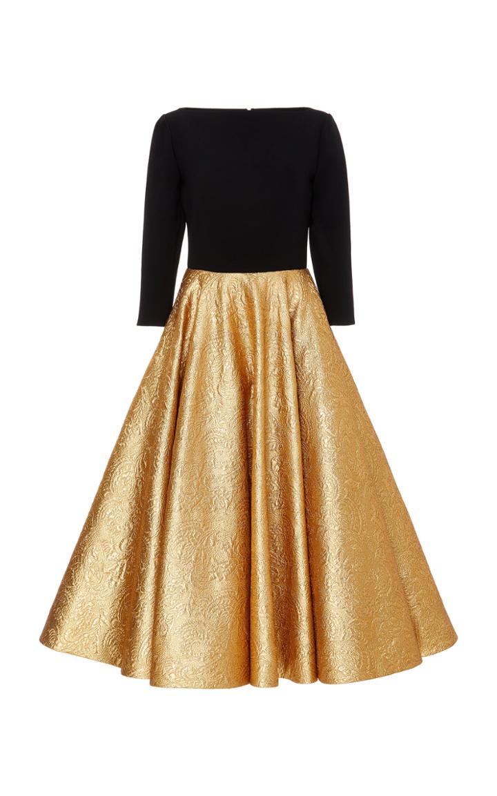 Romona Keveza Brocade Tea Length Dress