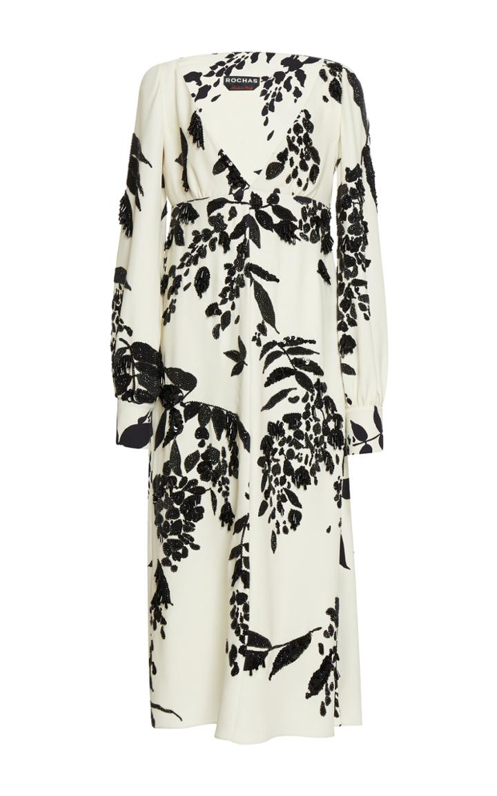 Rochas Embellished V Neck Dress