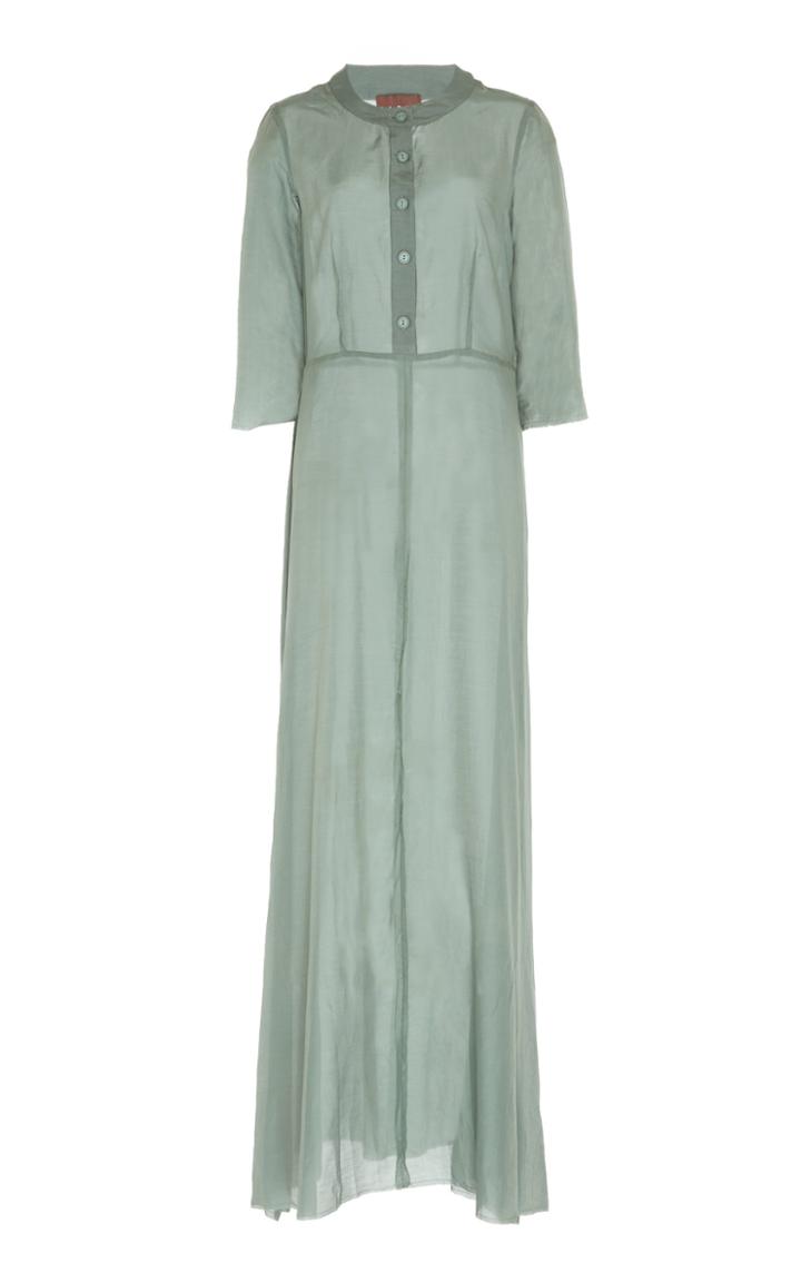 Albus Lumen Andrea Distressed Cotton And Silk-blend Shirt Dress
