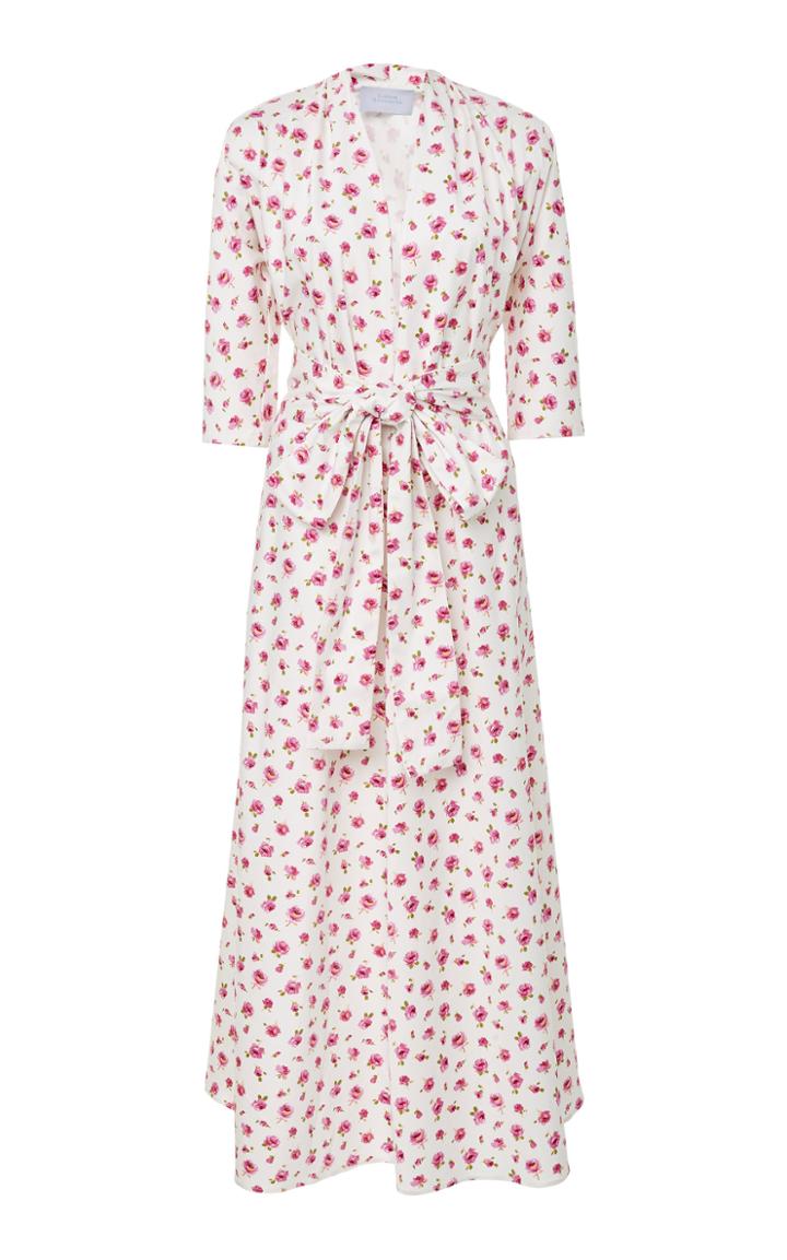 Luisa Beccaria Rose Print Midi Dress