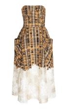 Huishan Zhang Victoria Strapless Printed Silk Midi Dress