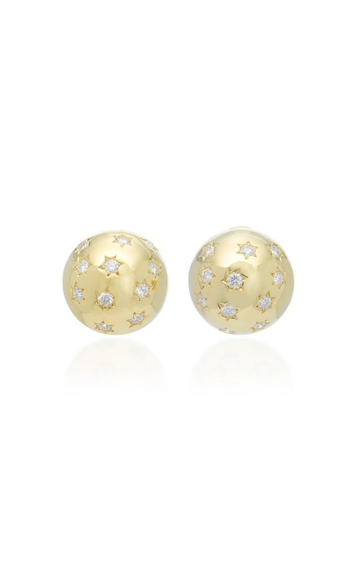 Sarah Hendler Ethel Button 18k Gold Diamond Earrings