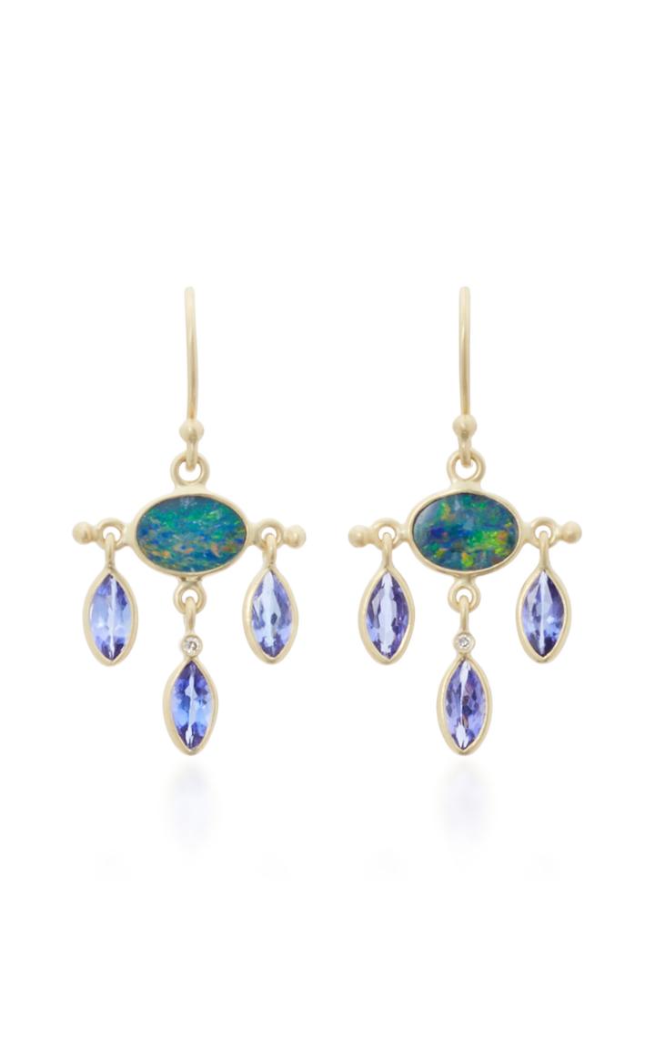 Kothari 18k Gold Opal Tanzanite And Diamond Earrings