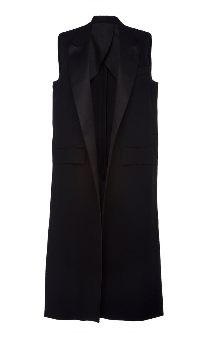 Ami Satin-trimmed Elongated Wool-blend Vest