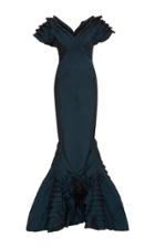 Zac Posen Off The Shoulder Ruffled Mermaid Gown
