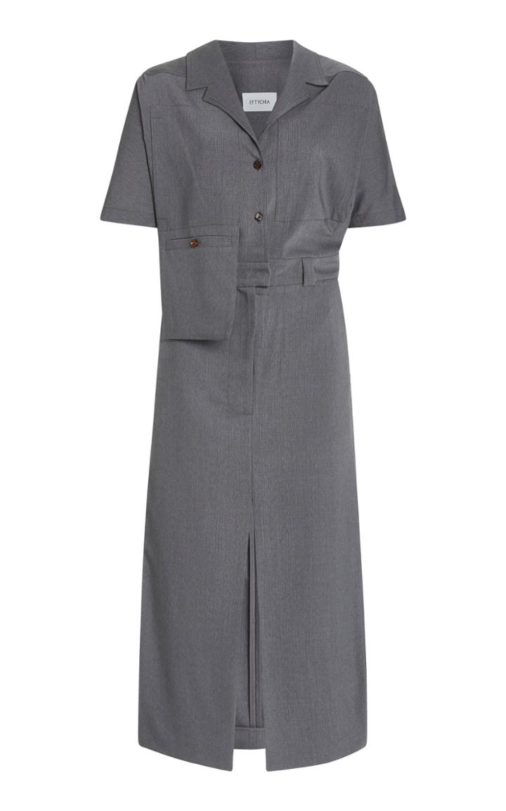 Eftychia Asymmetric Wool-blend Shirt Dress