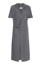 Eftychia Asymmetric Wool-blend Shirt Dress