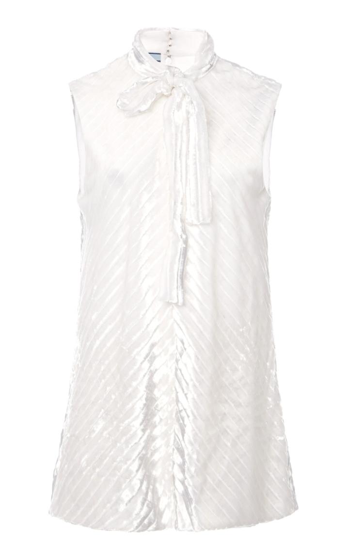 Prada Tie-detailed Velvet Top