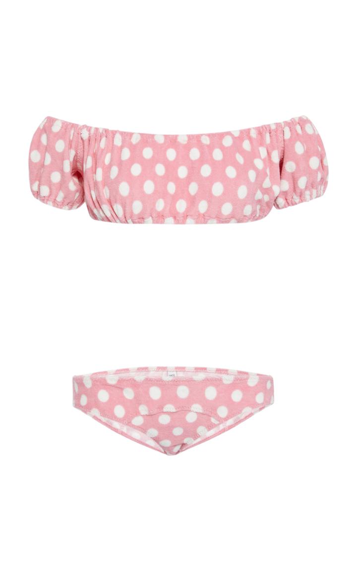 Lisa Marie Fernandez Leandra Off-the-shoulder Polka-dot Swimsuit