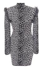 Dundas Leopard Printed Wool-blend Mini Dress