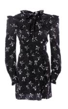 Alessandra Rich Plastron Bow Print Silk Jacquard Mini Dress