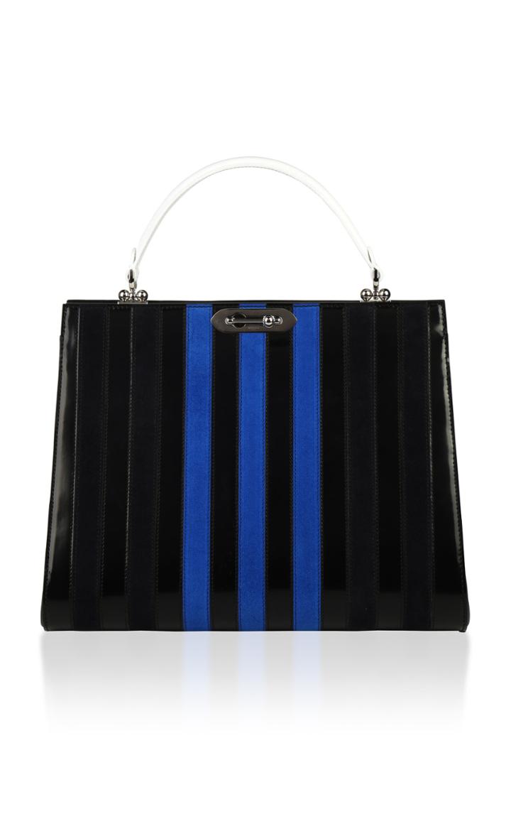 Bertoni1949 Spazzolato And Suede Stripes Doriana Top Handle