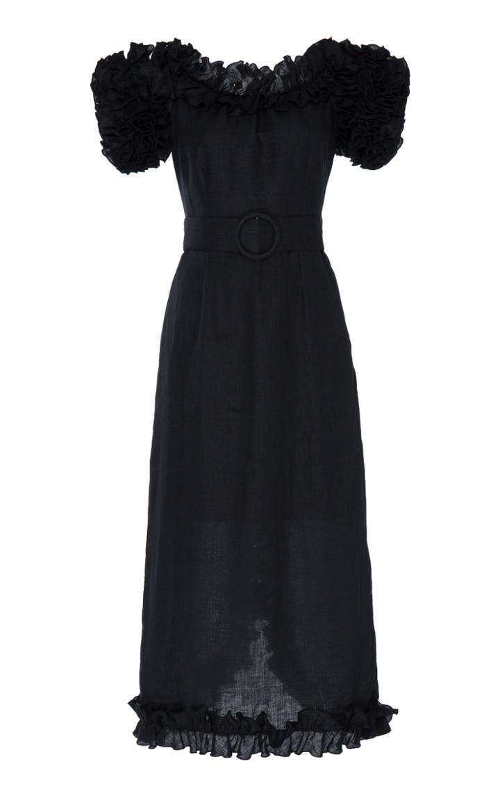 Moda Operandi Gl Hrgel Ruffled Off-the-shoulder Linen Dress Size: Xs