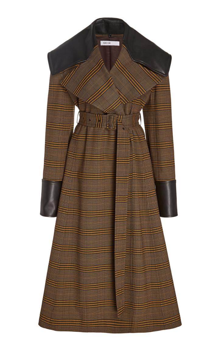 Adeam Faux Leather Trim Coat
