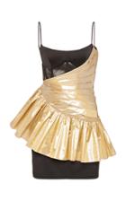 Rasario Exclusive Draped Metallic Silk And Crepe Mini Dress