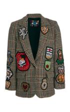 Moda Operandi Libertine Autumn Plaid Embellished Wool Blazer