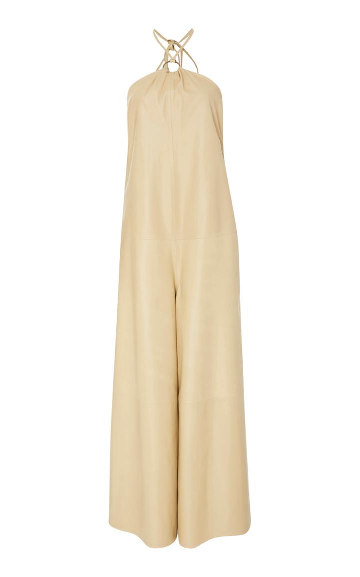 Zeynep Aray Wide Leg Leather Jumpsuit