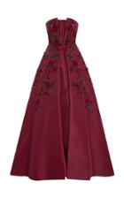 Elizabeth Kennedy Strapless Rose Embroidered Gown