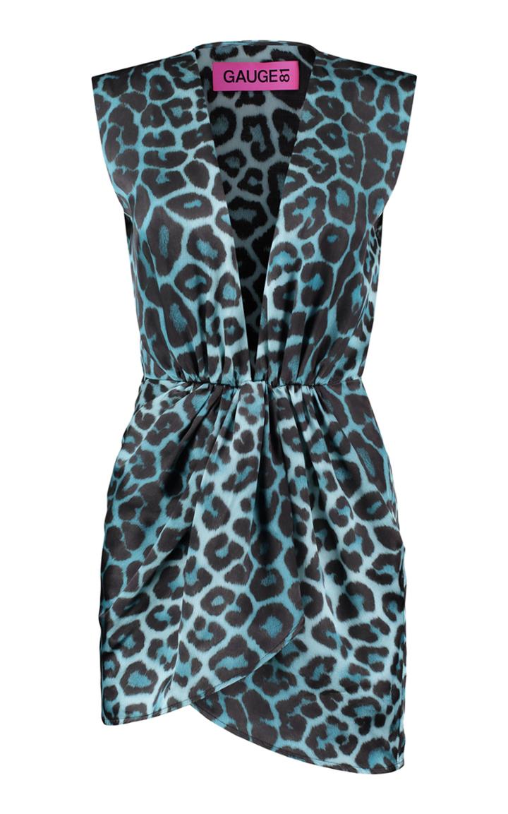 Gauge81 Nagano Leoaprd-print Silk Mini Dress