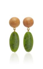 Sophie Monet Aurora Gold-plated Jade And Wood Earrings