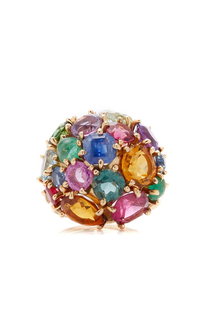 Moda Operandi Eleuteri One Of A Kind Dome Shaped Sputnik Ring With Multi-colored Sem