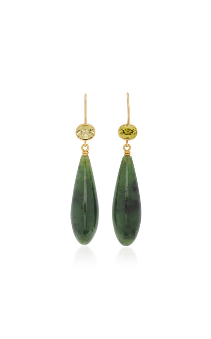 Mallary Marks Apple & Eve 18k Gold, Chrysoberyl And Jade Earrings