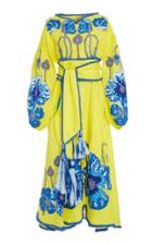 Yuliya Magdych Poppies Embroidered Linen Midi Dress