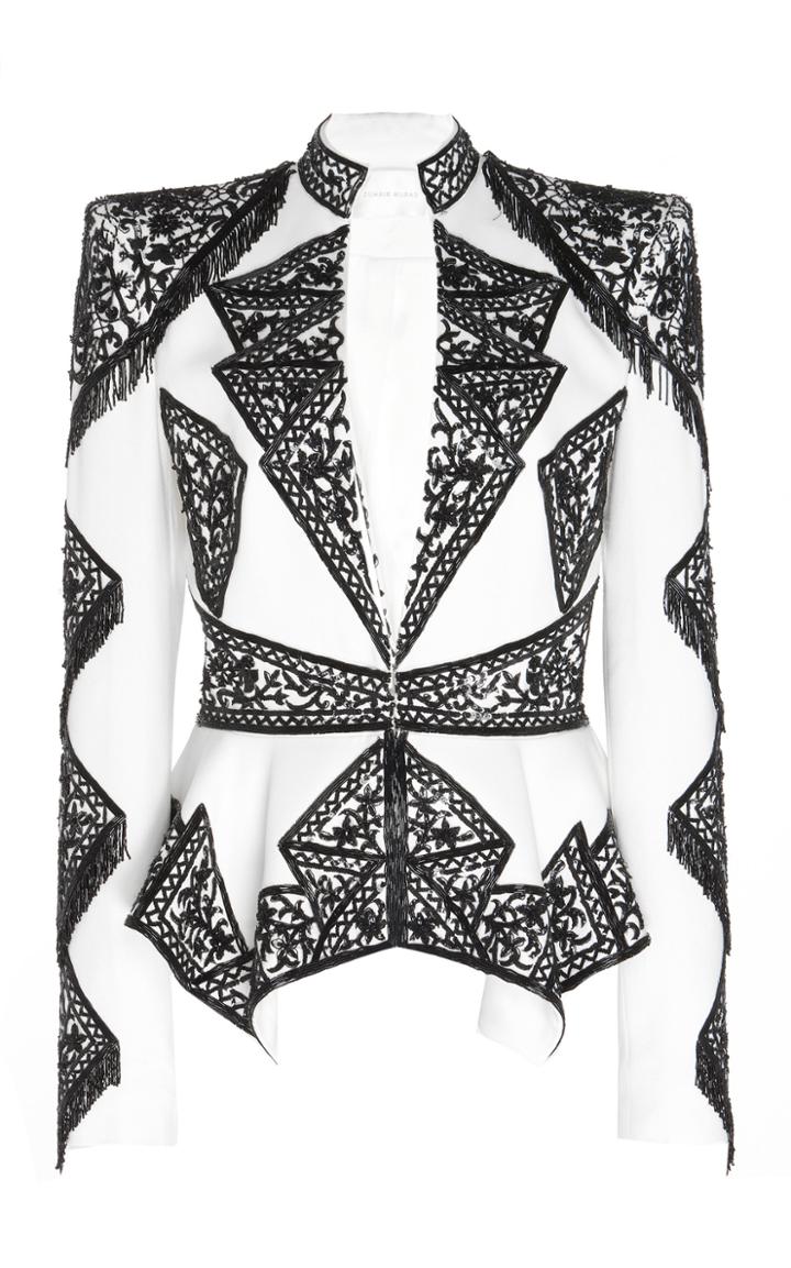 Zuhair Murad Abanico Embroidered-lace Cady Blazer