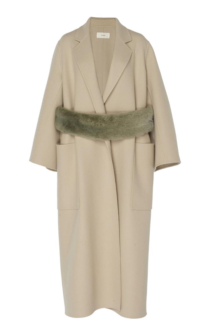 Cyclas Wool-angora Face Mink Back Belt Coat