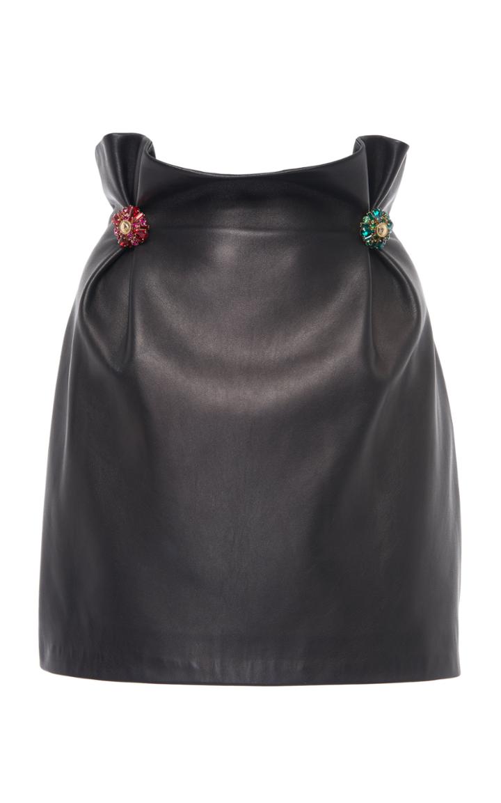 Versace Embroidered Leather Mini Skirt