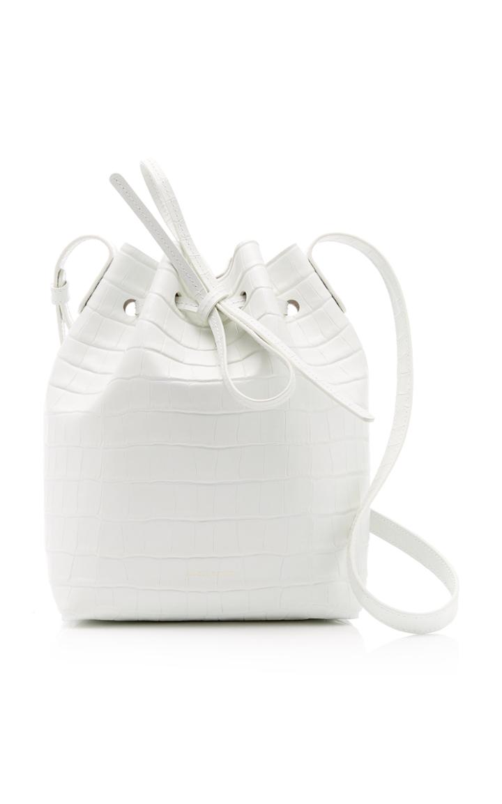 Mansur Gavriel Croc Embossed Leather Mini Bucket