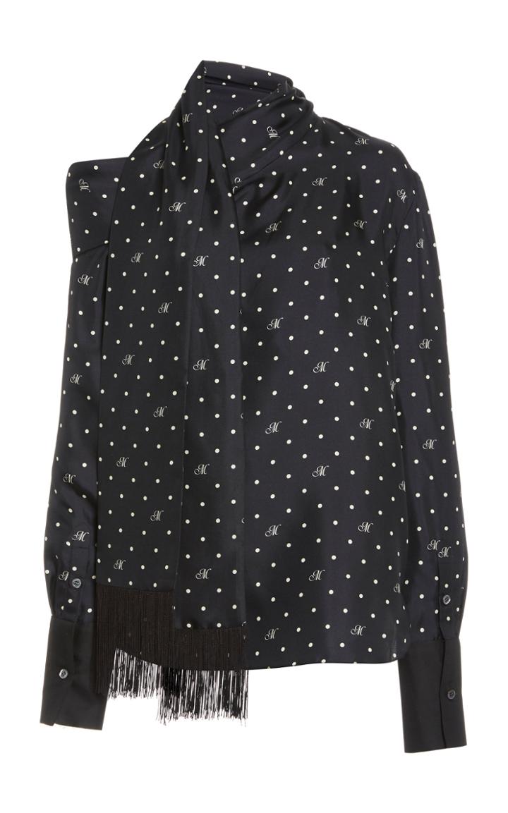 Monse M Dot Drape Shoulder Scarf Blouse