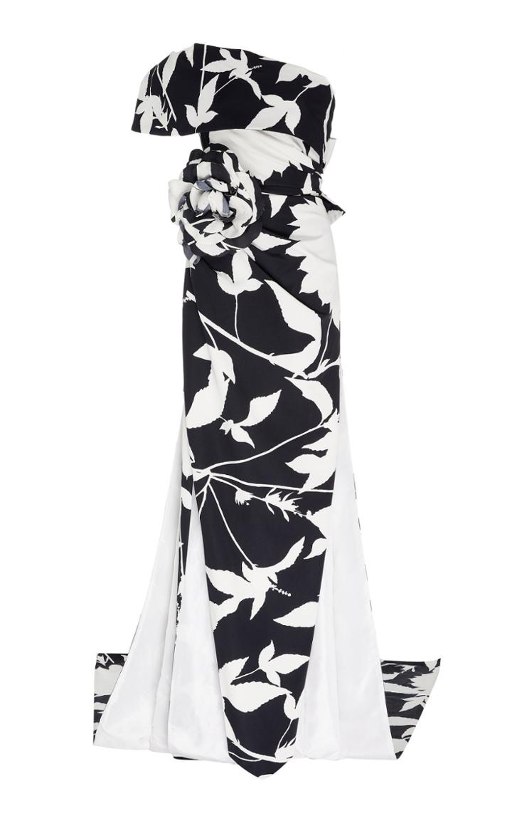Moda Operandi Oscar De La Renta Floral Faile One-shoulder Gown Size: 0